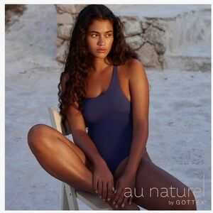 Blue reversible One-Piece Swimsuit with Matching Bag